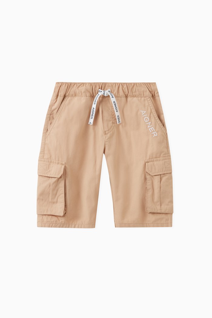 

Logo Bermuda Cargo Shorts in Cotton, Brown