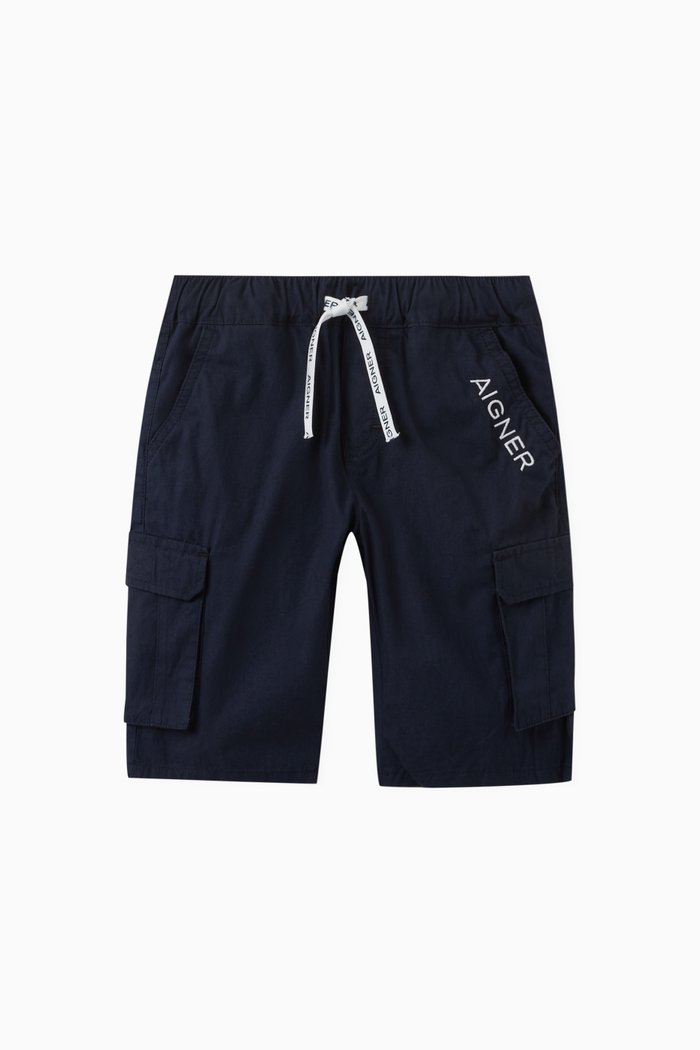 

Logo Cargo Shorts in Cotton, Blue