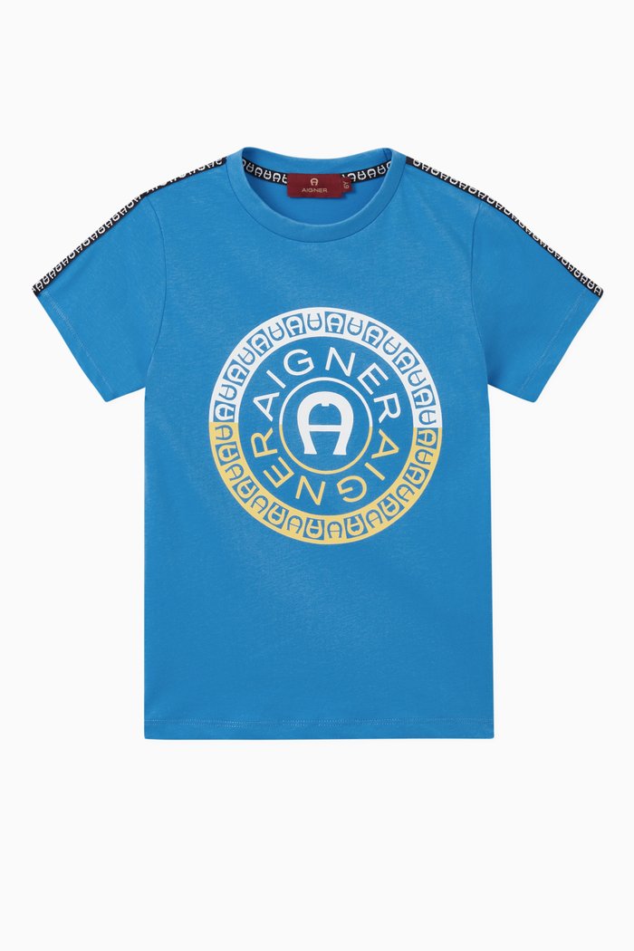 

Logo Tape T-shirt in Cotton, Blue