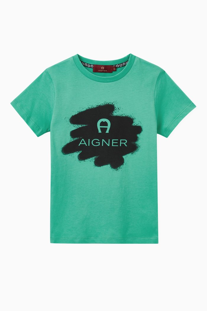 

Logo Graphic Print T-shirt in Cotton, Blue