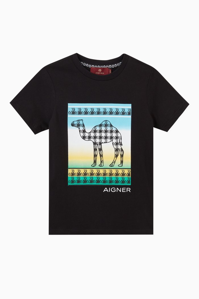 

Camel Logo T-shirt in Cotton, Black