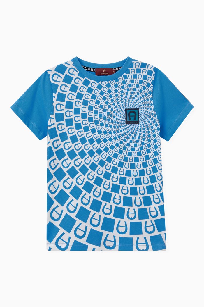 

Logo Graphic Print T-shirt in Cotton, Blue