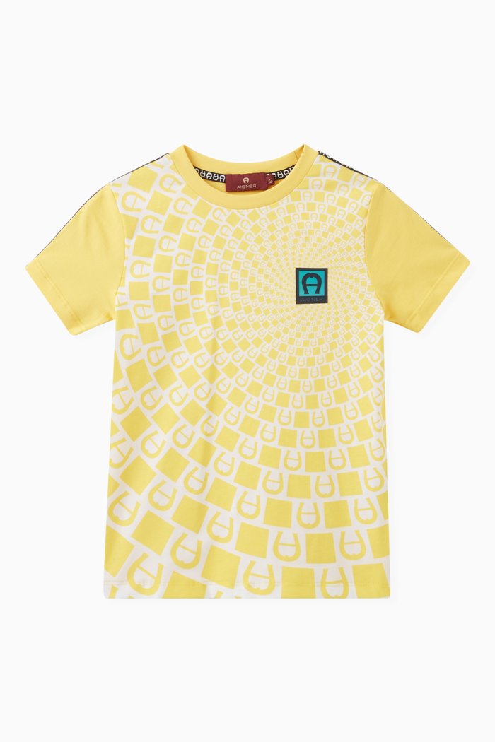

Logo Graphic Print T-shirt in Cotton, Yellow