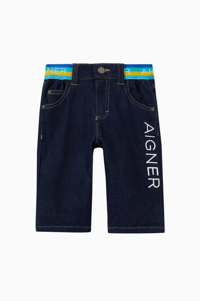 

Logo Denim Shorts in Cotton-blend, Blue