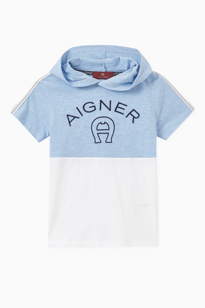 

Logo Hooded T-shirt in Cotton, Blue