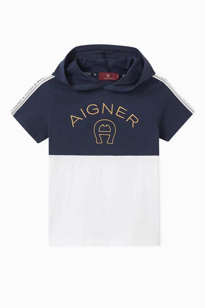

Logo Hooded T-shirt in Cotton, Blue