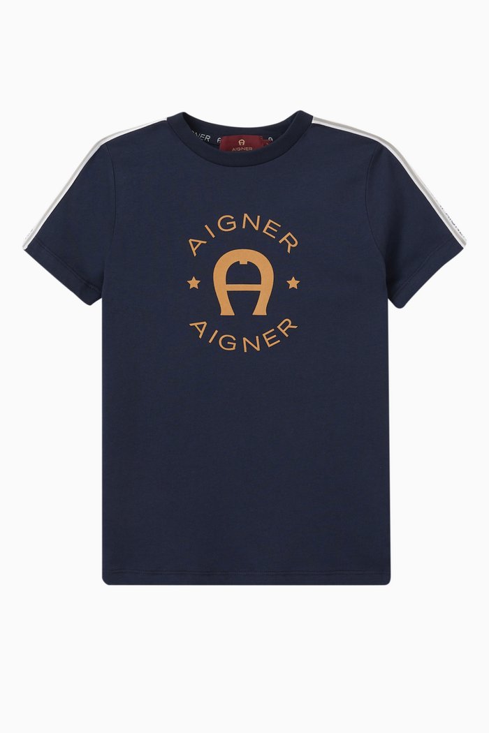

Logo Tape T-shirt in Cotton, Blue