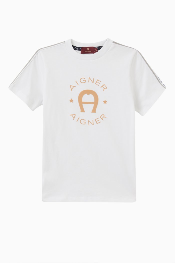 Logo Tape T-shirt in Cotton Jersey, White