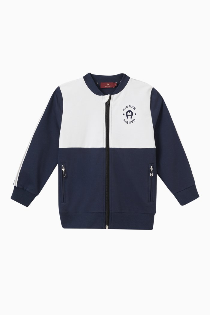 

Logo Colour Block Jacket in Cotton, Blue