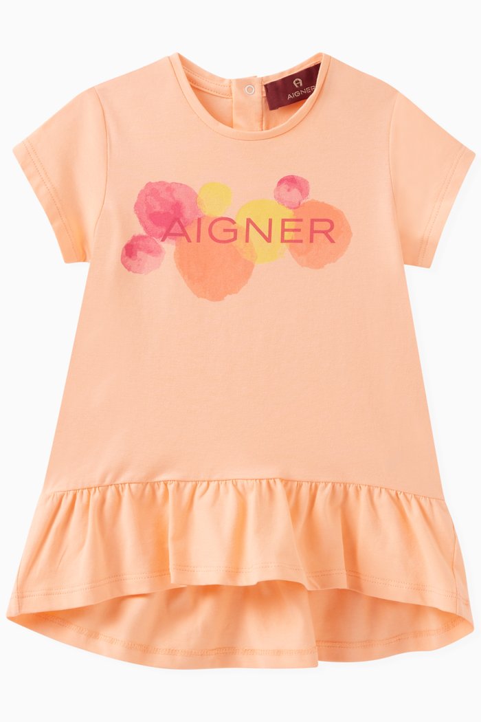 

Logo Dress in Cotton, Orange