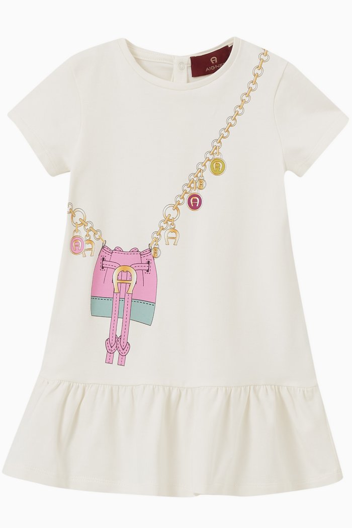 Graphic Handbag Dress in Jersey, Neutral