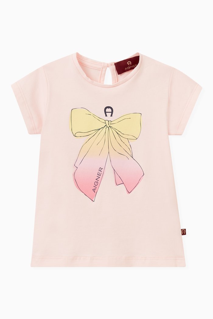 

Logo Graphic Print T-shirt in Cotton, Pink