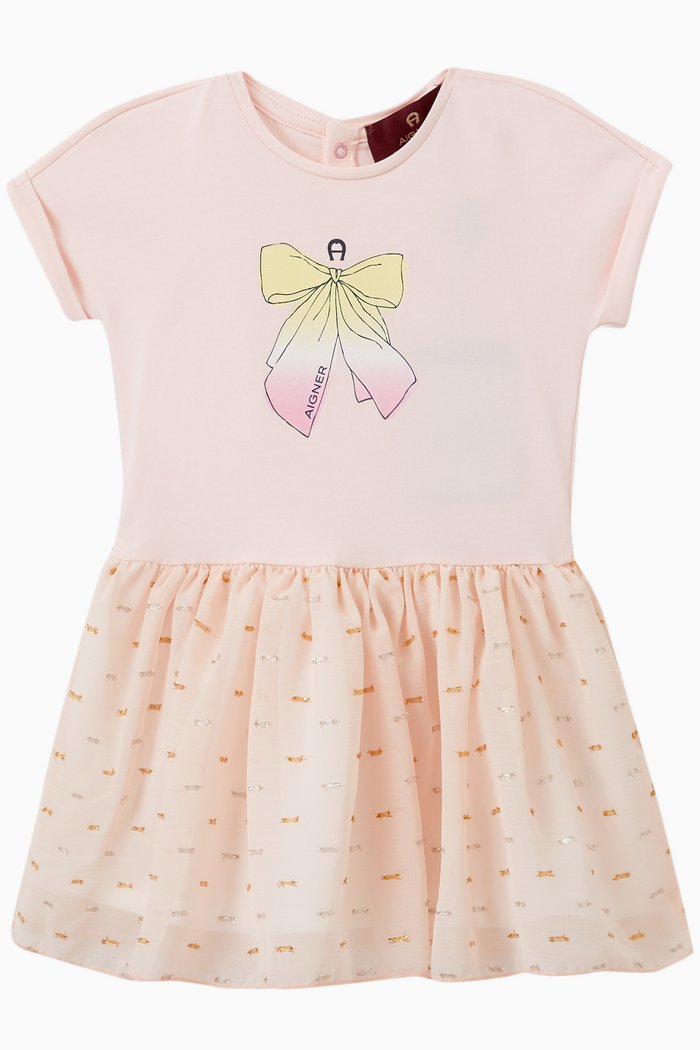 

Aigner Bow T-shirt Dress in Cotton Jersey & Organza, Pink
