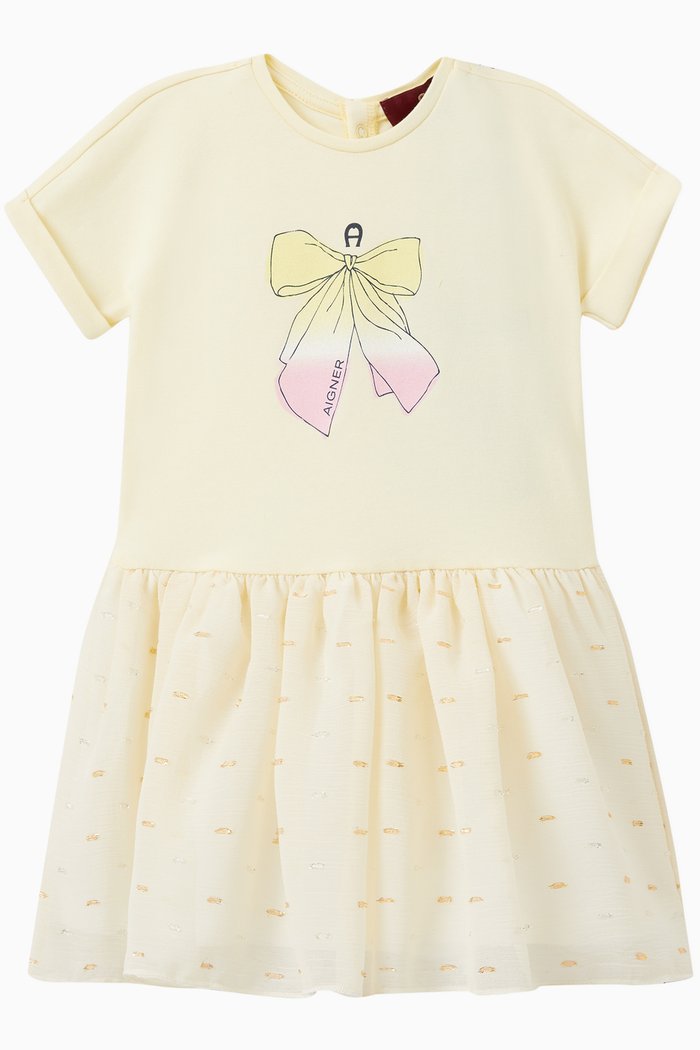 

Aigner Bow T-shirt Dress in Cotton Jersey & Organza, Yellow