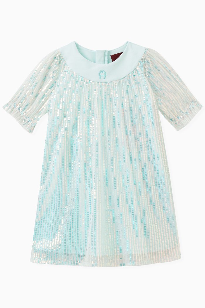 

Sequined Dress in Polyester, Blue