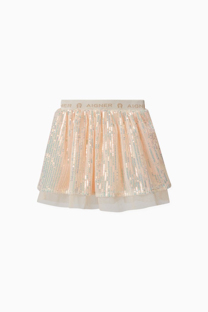 

Sequined Logo Skirt in Polyester, Neutral