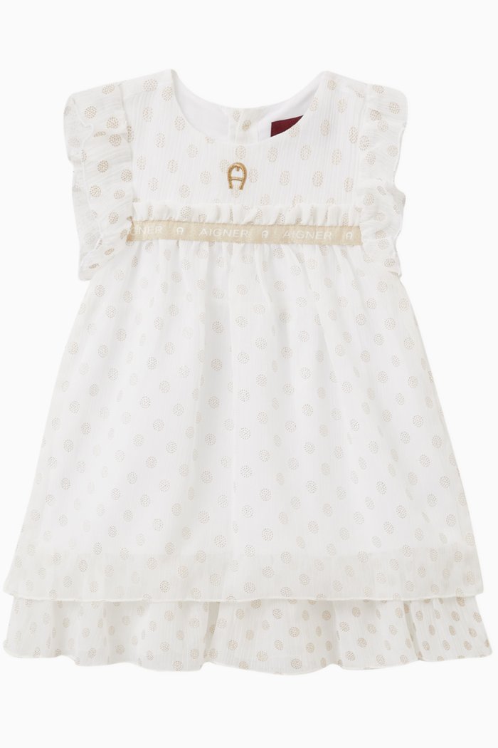 Rhinestone-embellished Dress in Chiffon, White