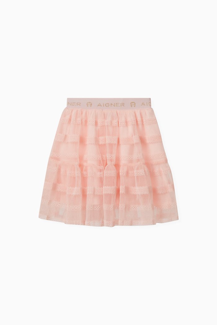 

Logo Band Skirt in Mesh, Pink