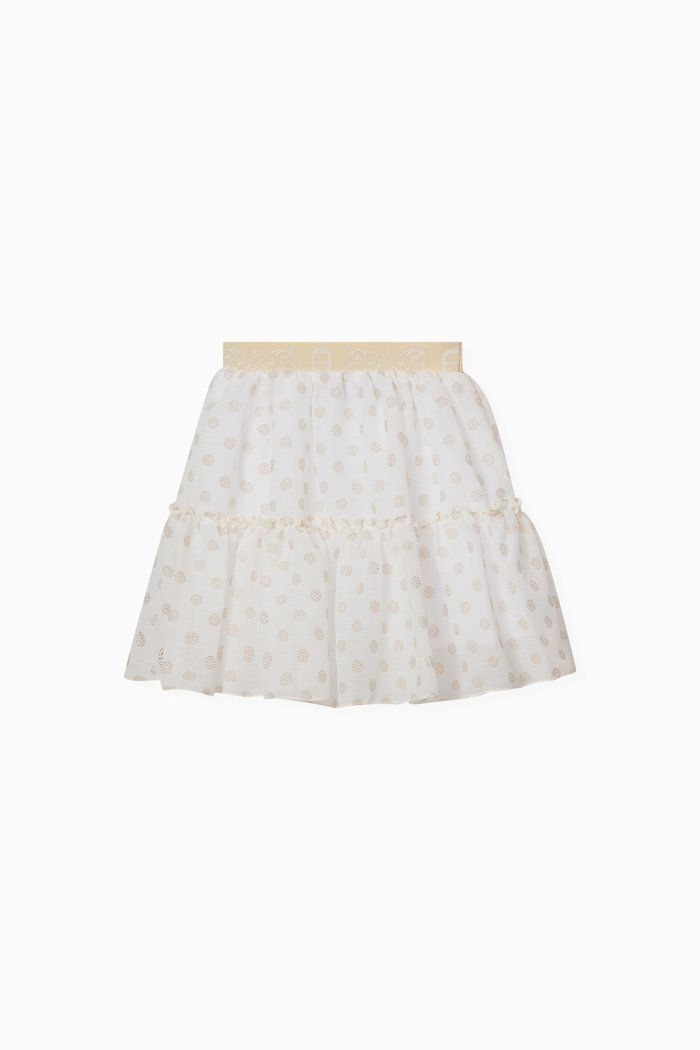 Polka-dot Skirt in Chiffon, White