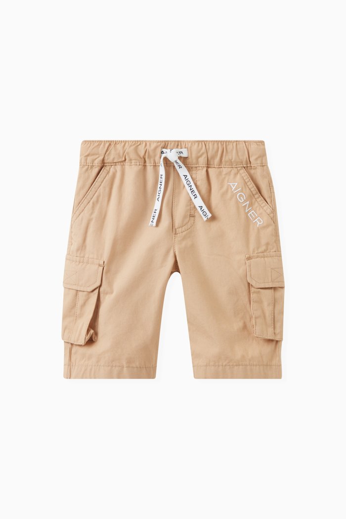 

Logo Cargo Shorts in Cotton, Brown