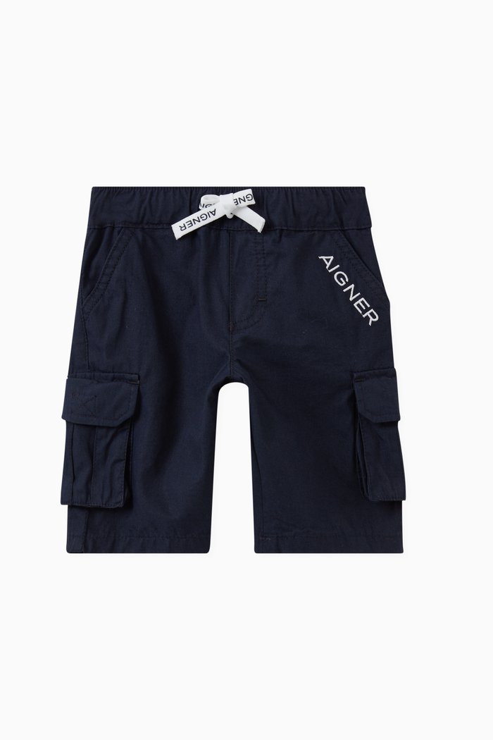 

Logo Cargo Shorts in Cotton, Blue