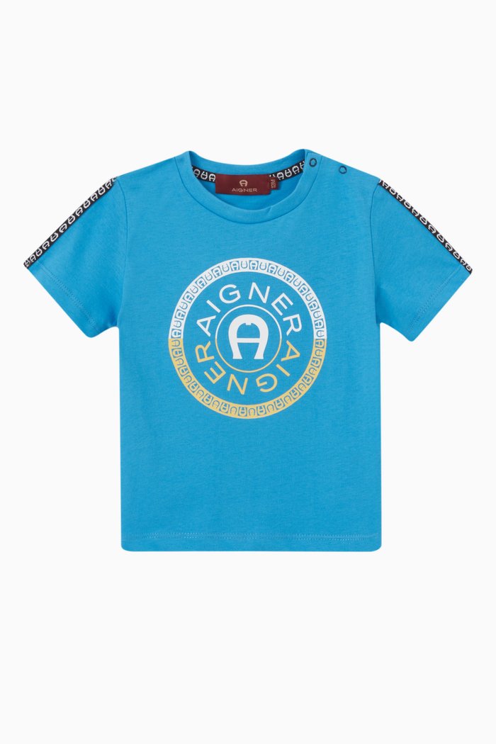 

Logo Tape T-shirt in Cotton, Blue