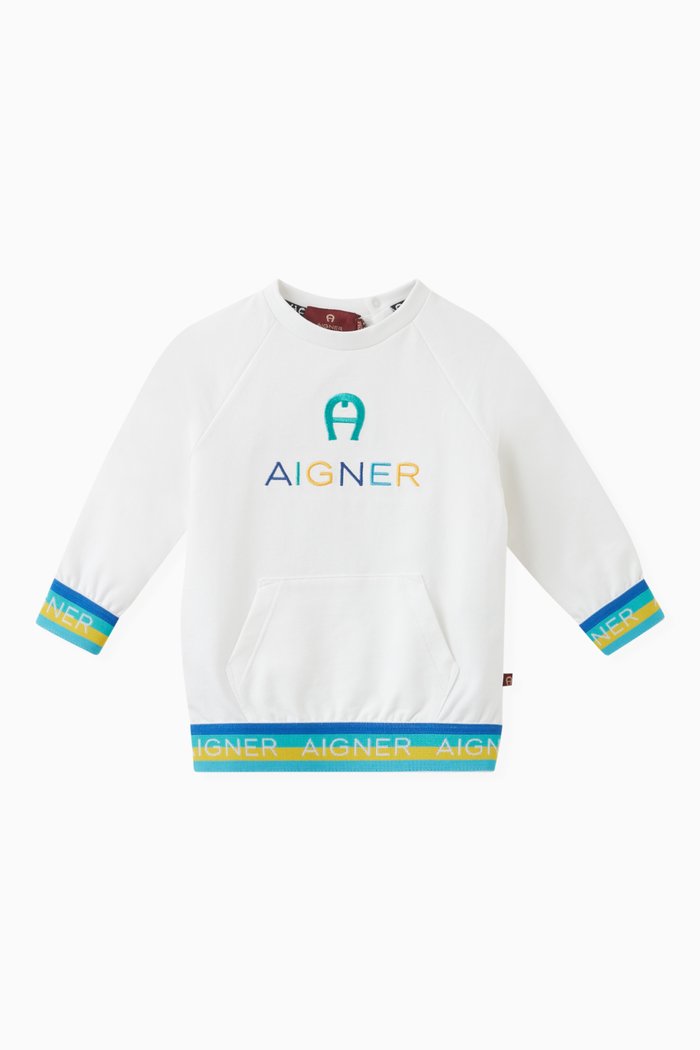 Logo Tape Sweatshirt in Cotton, White