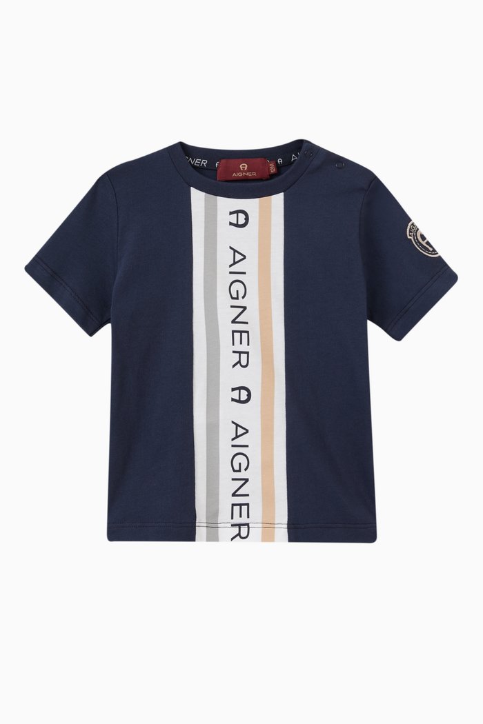 

Logo Tape T-shirt in Cotton, Blue