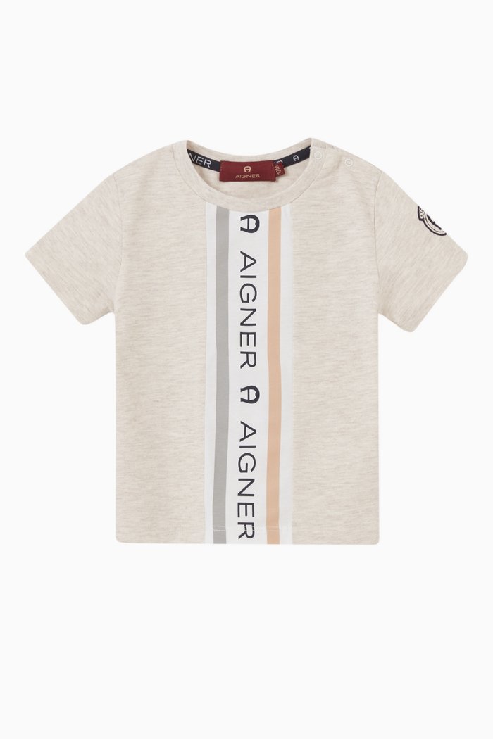 

Logo Tape T-shirt in Cotton, Silver