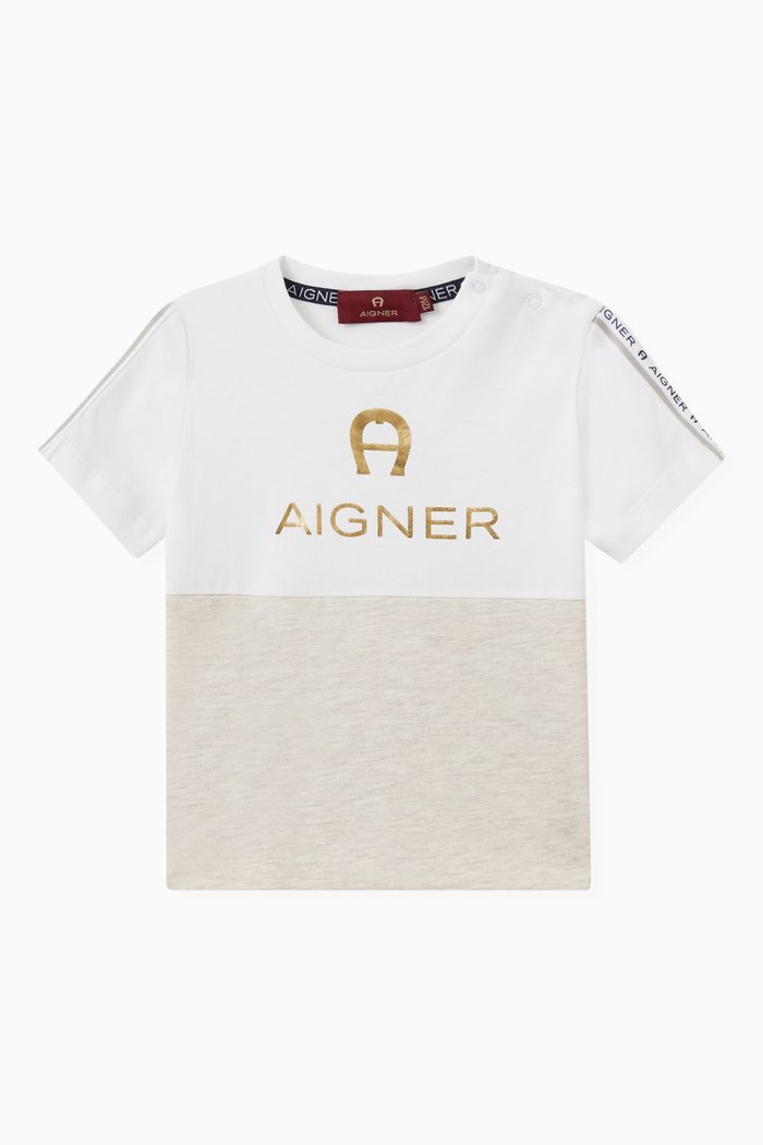 

Logo Tape T-shirt in Cotton, Silver