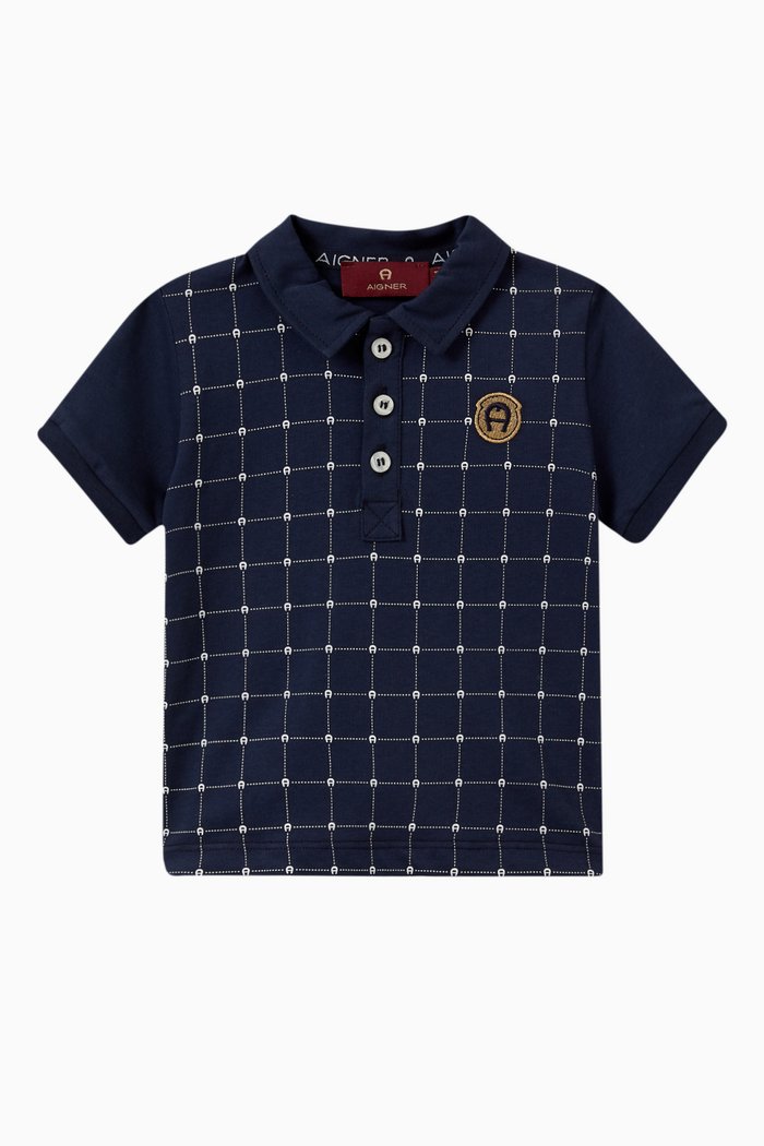 

Monogram Polo Shirt in Cotton Jersey, Blue