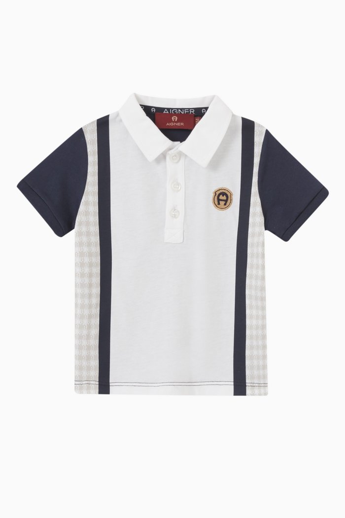 

Houndstooth Polo Shirt in Cotton, Blue