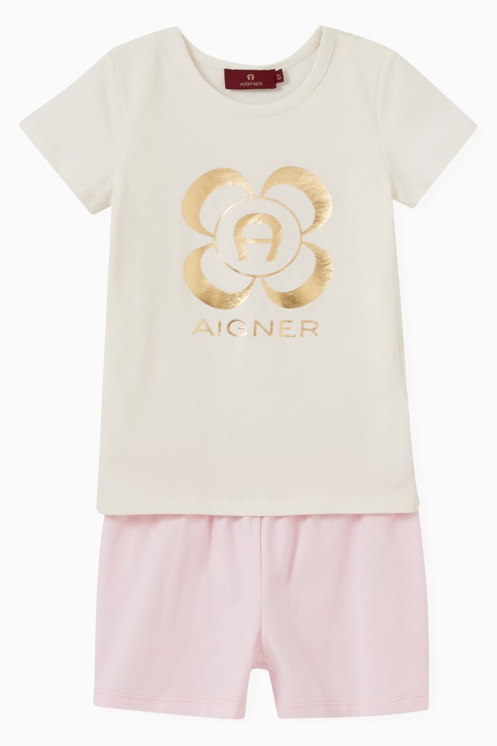 

Logo Pyjama Set in Cotton, Neutral