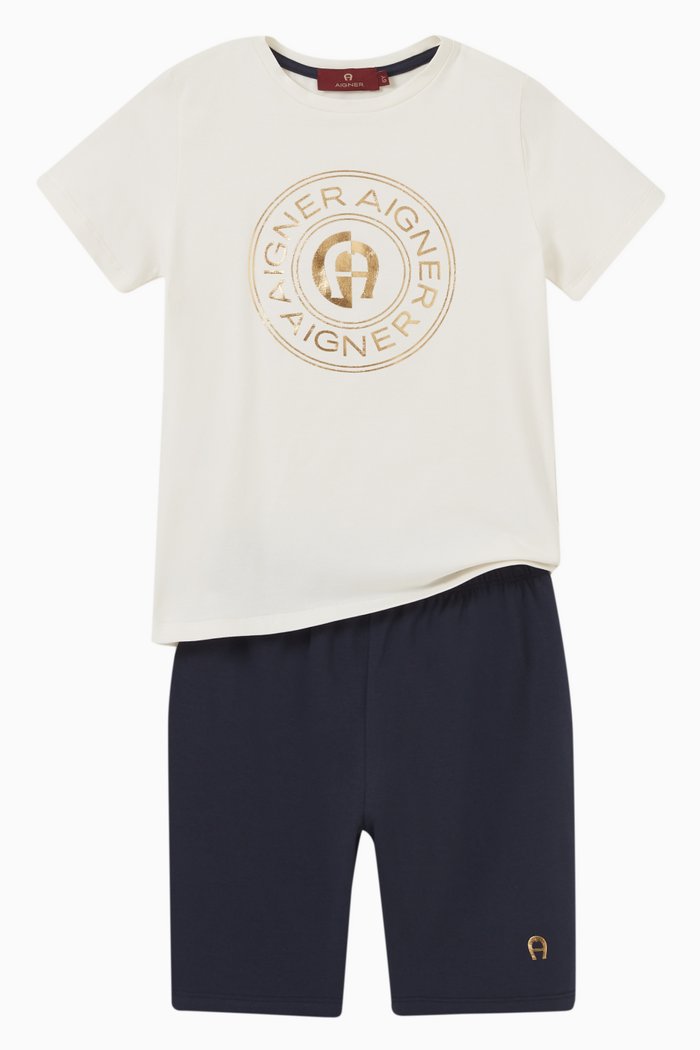 

Logo Pyjama Set in Cotton, Neutral