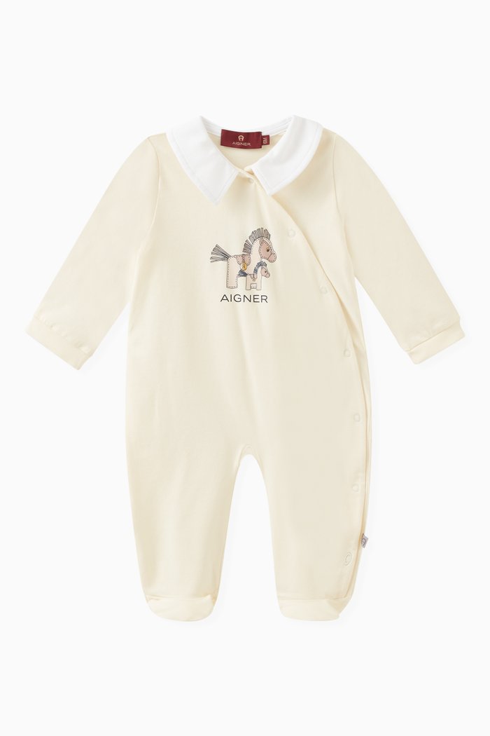 

Horse Logo Sleepsuit in Cotton, Neutral