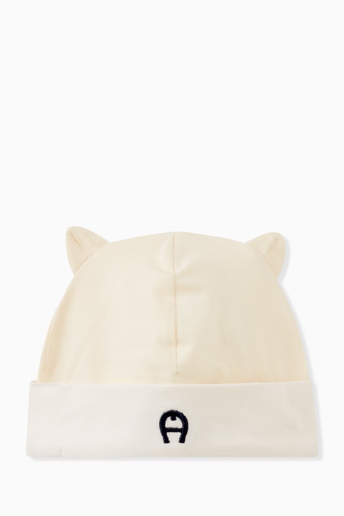 

Embroidered Logo Beanie in Pima Cotton, Neutral