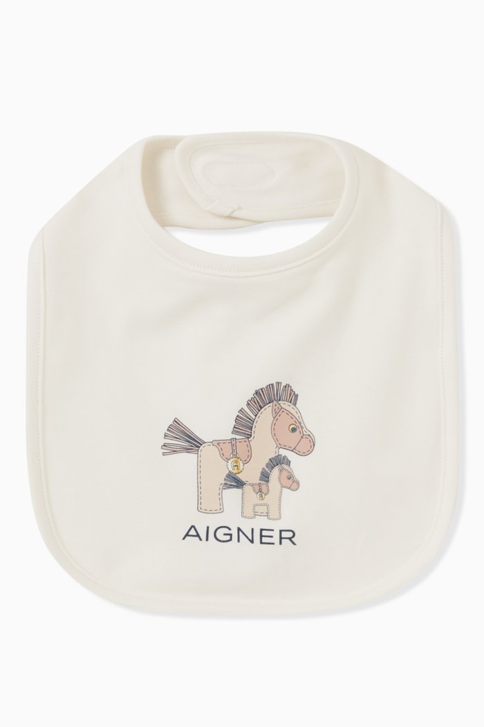 

Horses Graphic Print Bib in Pima Cotton, Neutral