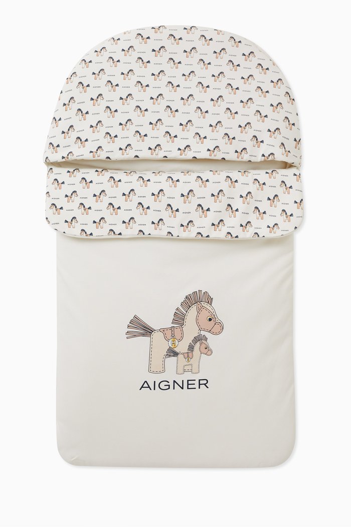 

Horse Graphic Print Baby Nest in Cotton, Neutral