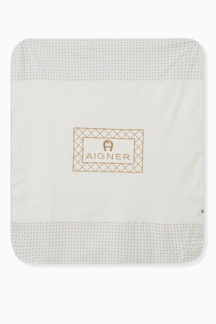 

Logo Embroidered Baby Blanket in Pima Cotton, Blue