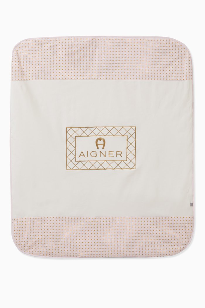 

Logo Embroidered Baby Blanket in Pima Cotton, Pink