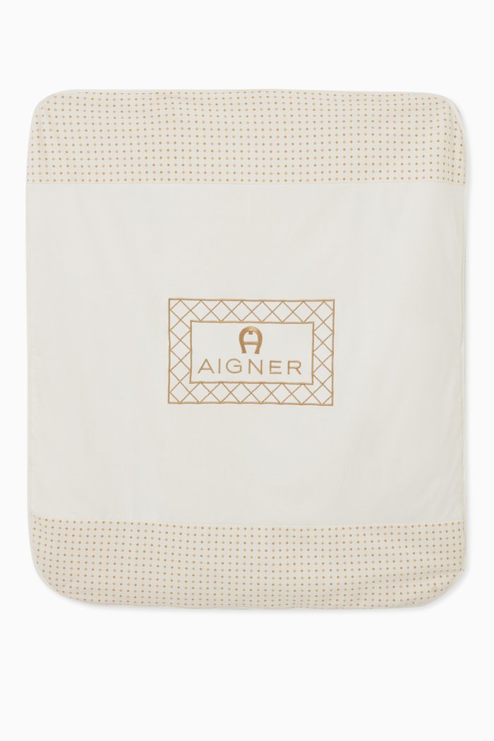 

Logo Embroidered Baby Blanket in Pima Cotton, Neutral