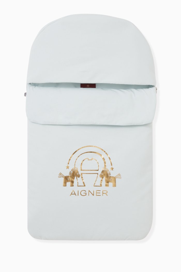 

Logo-print Baby Sleeping Nest in Cotton, Blue