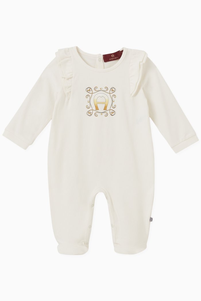 

Ruffled Sleepsuit in Pima Cotton, Neutral