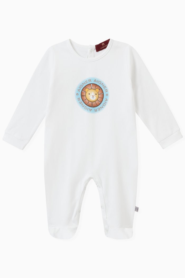 

Lion Logo Sleepsuit in Cotton, White