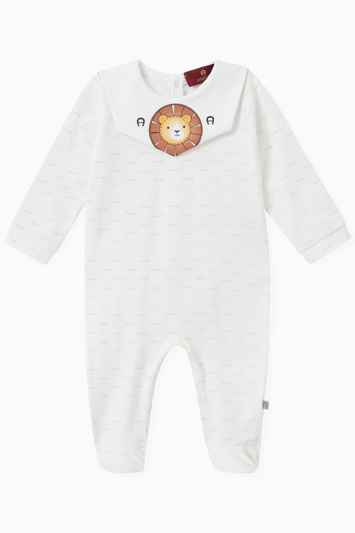 

Lion Logo Sleepsuit in Cotton, White
