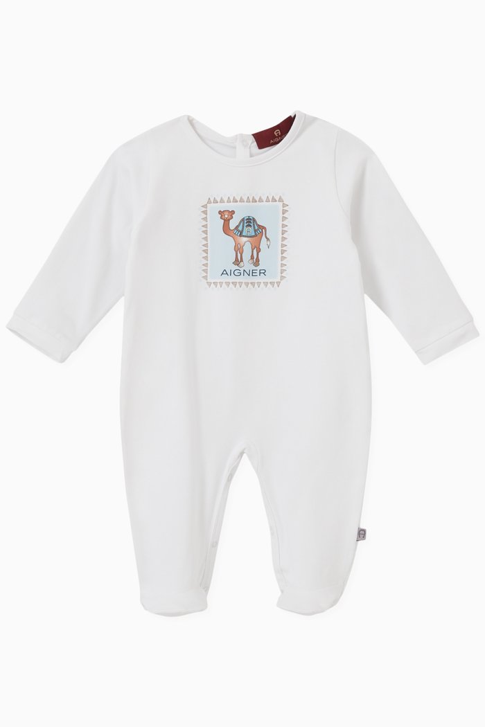 Camel Logo Sleepsuit in Cotton, White