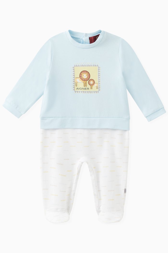 

Lion Sleepsuit in Cotton, Blue