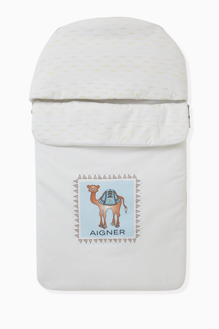 Logo Camel Baby Nest in Cotton, White