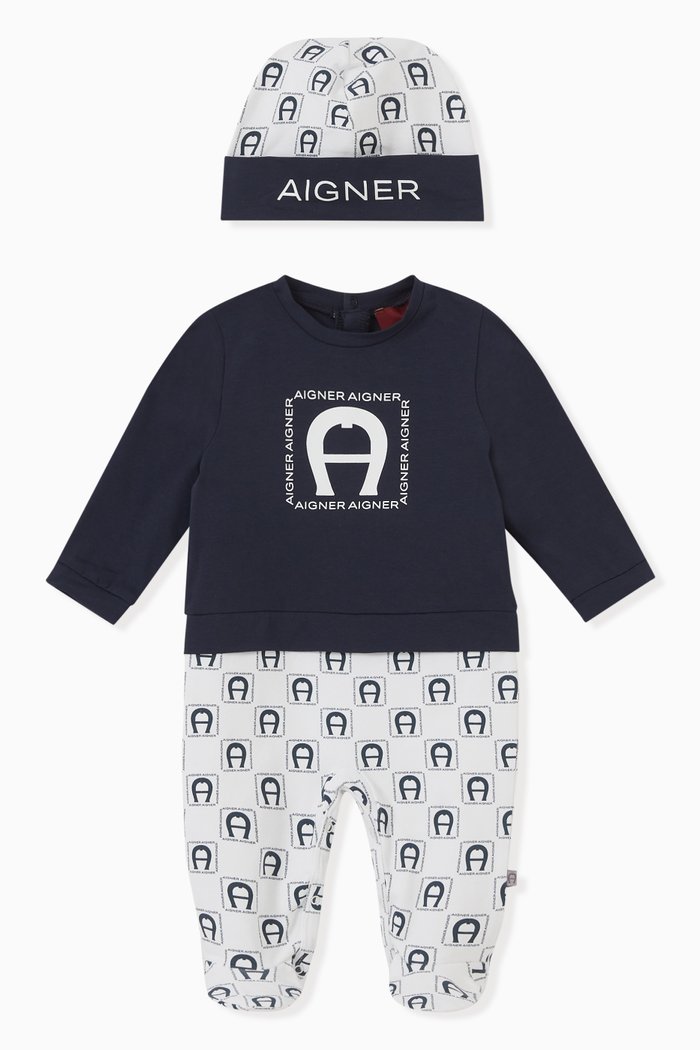 

Logo Sleepsuit Set in Cotton, Blue