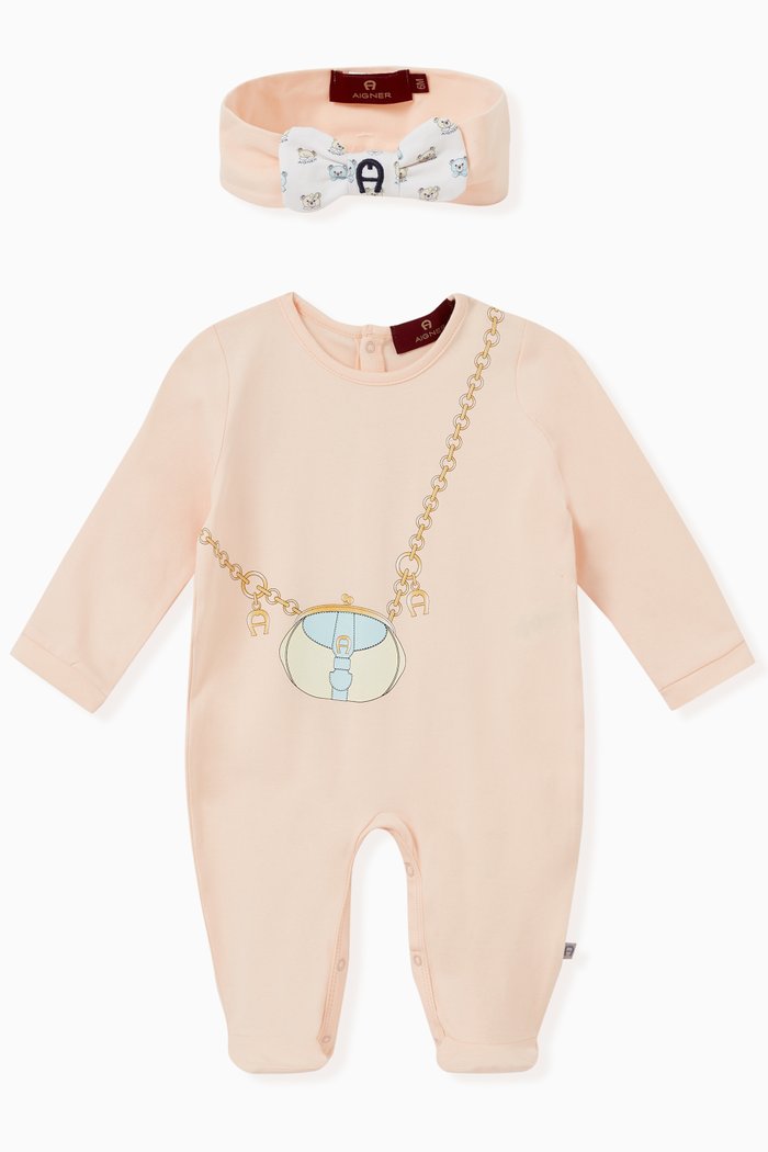 

Graphic Sleepsuit Set in Cotton, Orange